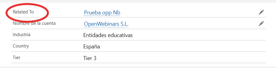 Campo 'Related To' en una tarea de Salesforce