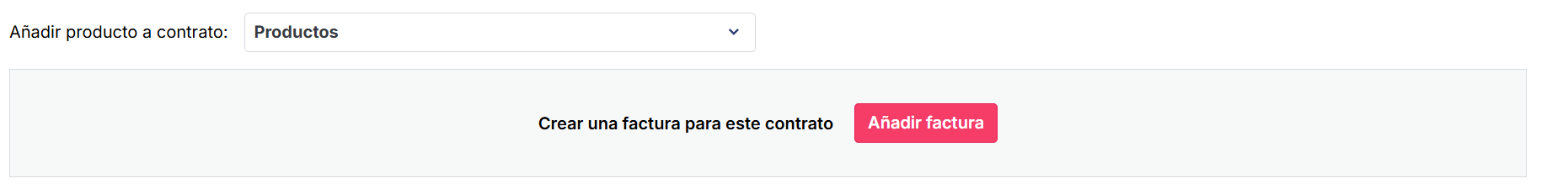 Panel de gestión de facturas en el contrato
